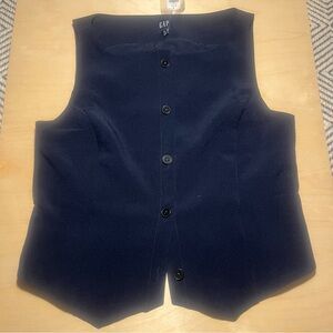 GAP NWT Navy Blue Button Vest M Tall Classic Professional